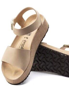 Birkenstock Women's Glenda Papillio Nubuck Sandals in Sandcastle. Sz: 10
